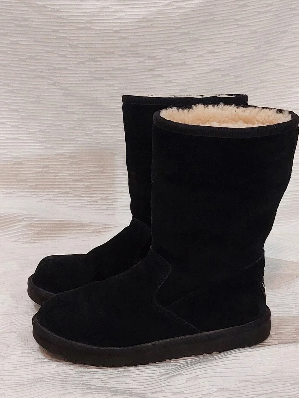 UGG Black Suede Shearling-Lined Winter Boots Size 4